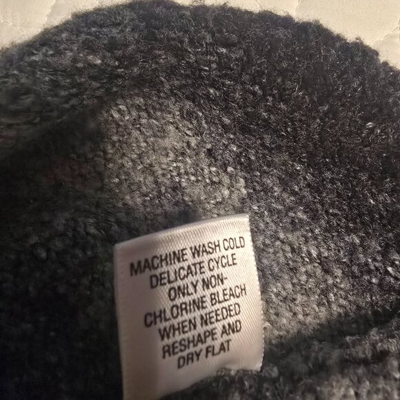 Vintage Studio Works Cardigan Sweater M Black Gray Ombre Stripe Knit Button VNec - Picture 7 of 13